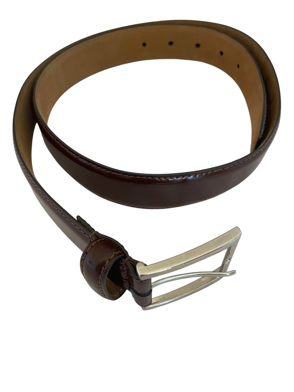 Cole Haan Brown Leather Belt with Silver Tone Buckle